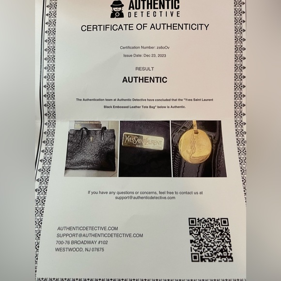 🖤YSL🖤COA🖤Arabesque Calfskin Leather Tote Bag - Picture 14 of 14